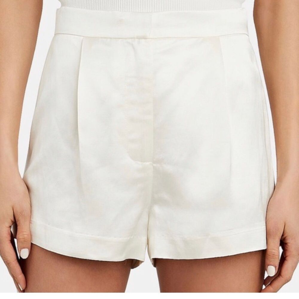 Intermix Linen-Viscose Blend Pleated High-Rise Shorts size 0